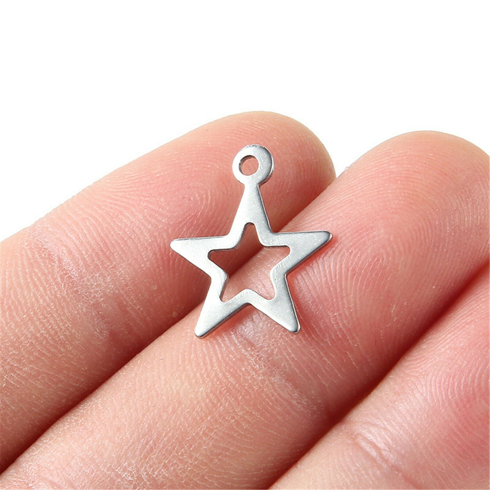 10pcs Stainless Steel Handmade Charms Star Charm Pendants for DIY Jewelry Making