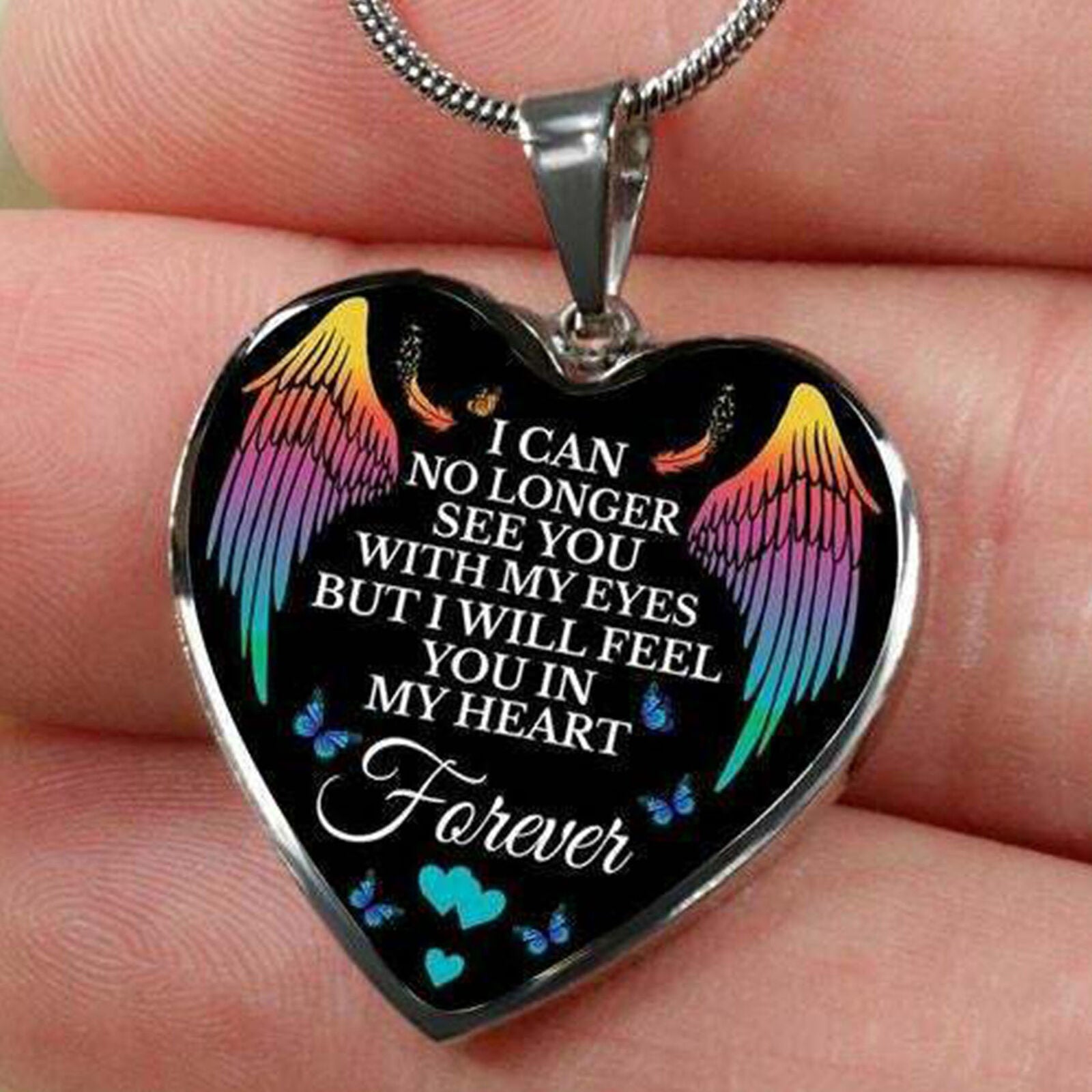 Memorial Necklace Butterfly Angel Wings In My Heart Forever