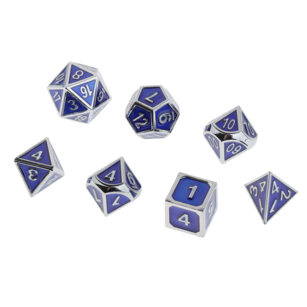 Zinc Alloy Multi-sided Dices D4-D20 Die for Role Play KTV Board Game Blue
