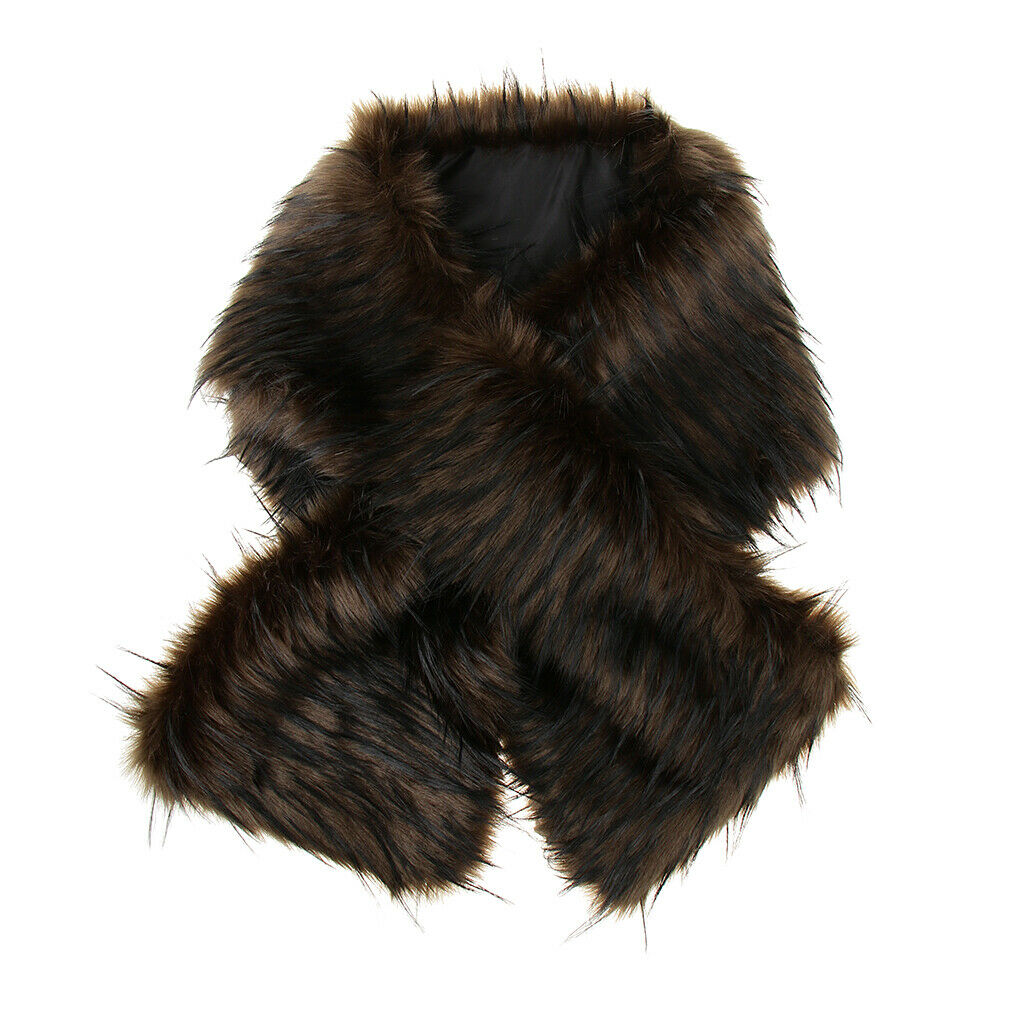 Women's Wedding Shawl Faux Fur Scarf Wraps Cape for Evening/Party/Show Brown