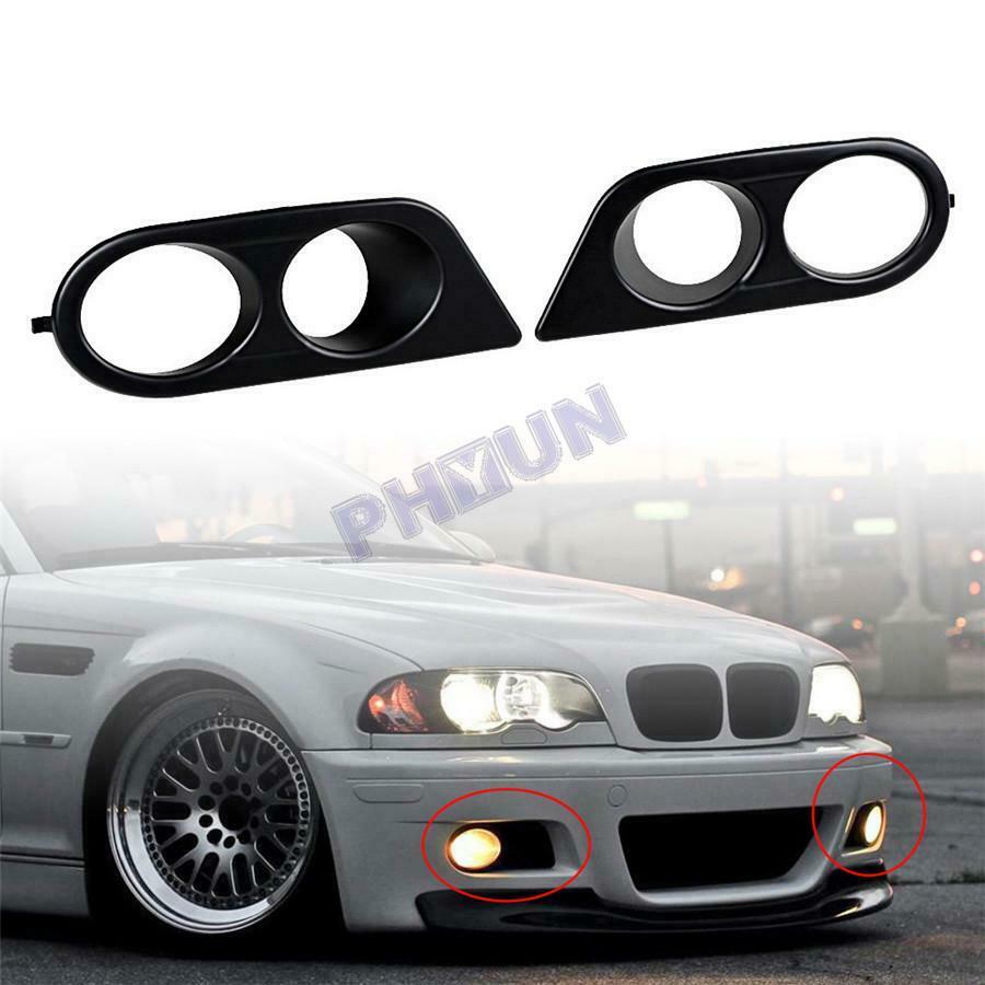 For BMW E46 M3 96-06 Front Bumper Car Fog Light Cover Black Left & Right Side 2x