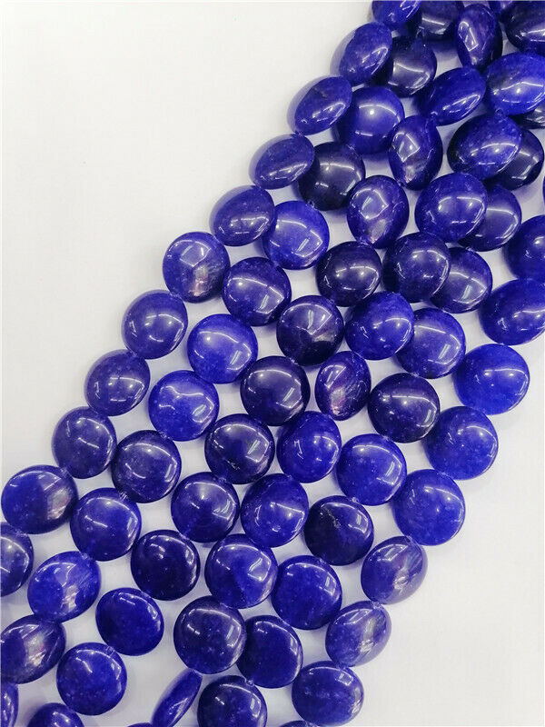 1 Strand 16x5mm Deep Blue Malay Jade Round Spacer Loose Beads 15.5inch HH8789
