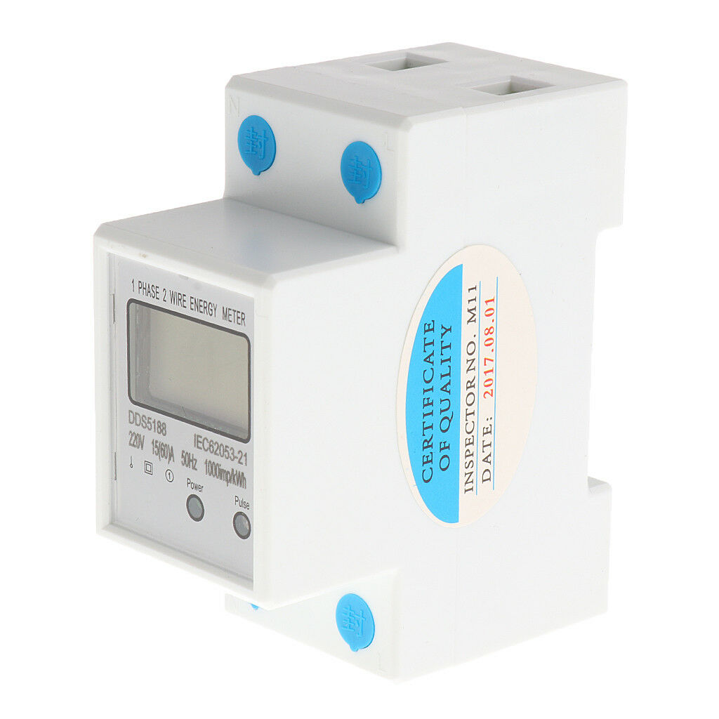 Din Rail Single   Wire Electricity Energy Meter 50Hz AC 220V 15(60)A