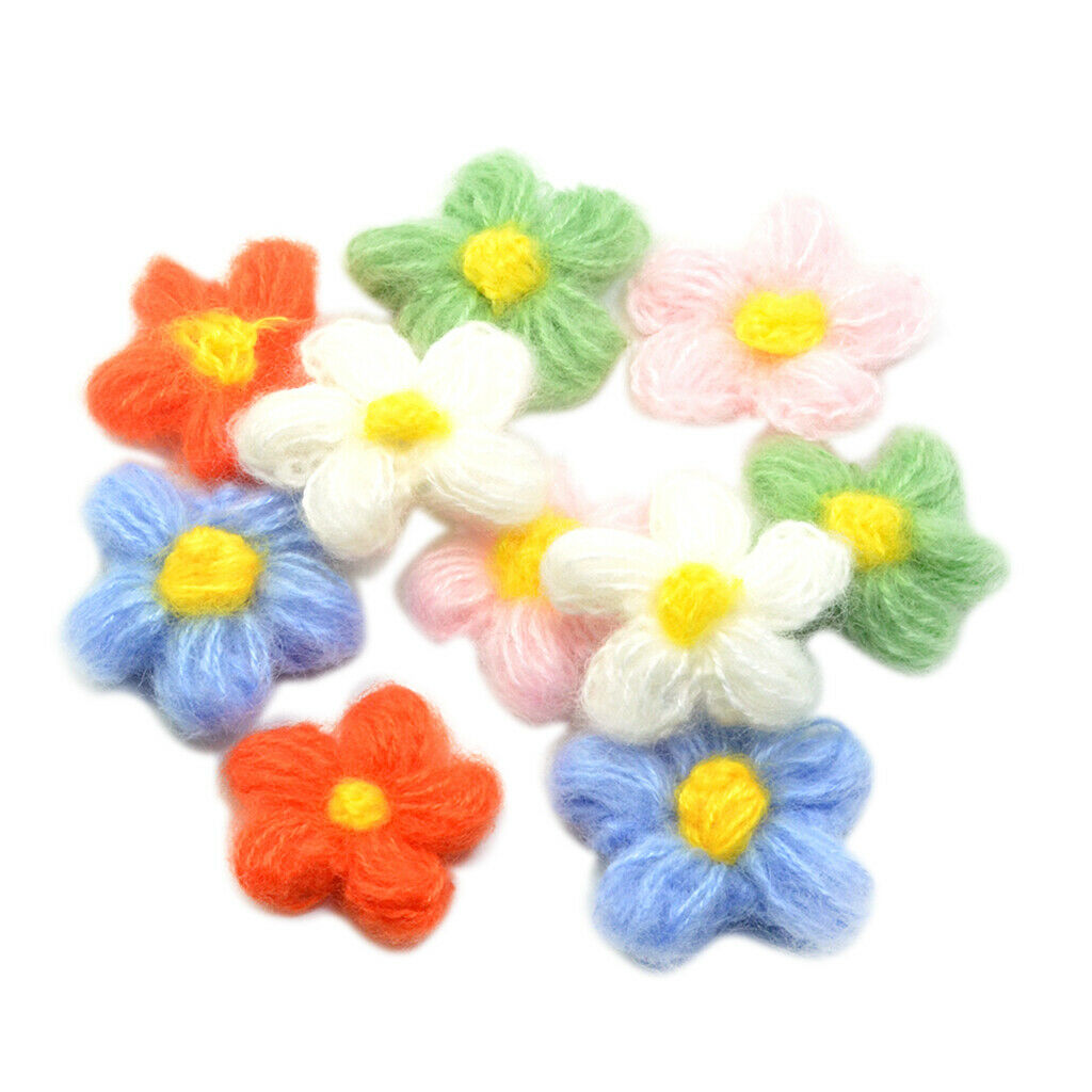 10pcs Crochet Flowers Patches Embellishment Scrapbook for Bag Decor Craft