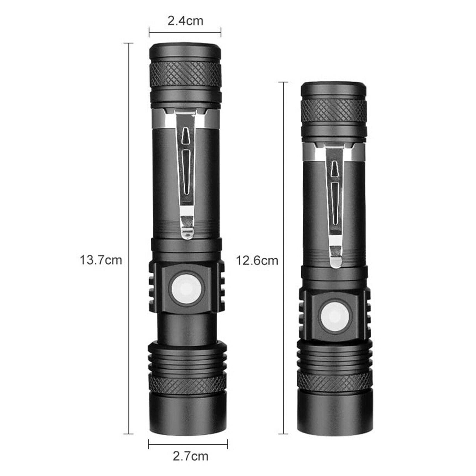Mini Zoom LED Flashlight Rechargeable Super Bright Resistant Torch Light