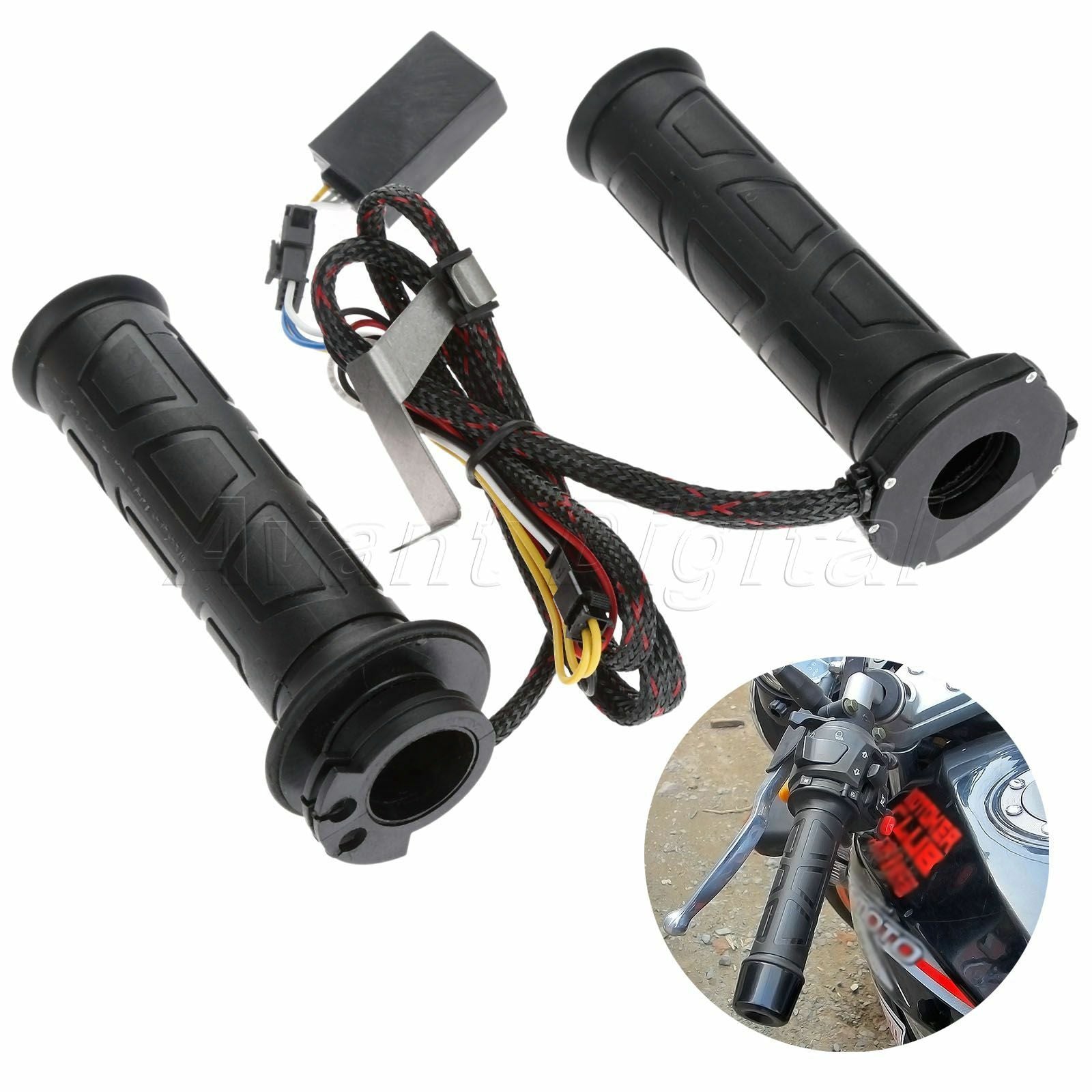 2Pcs 12V Quick Heated Grips Handlebar Electric Motorcycle Hand Grips Warmer Set
