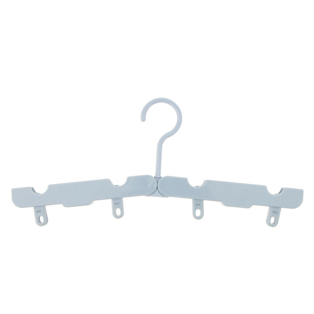 Foldable Clothes Hanger Portable Travel Coat Drying Rack with 4 Clips Blue