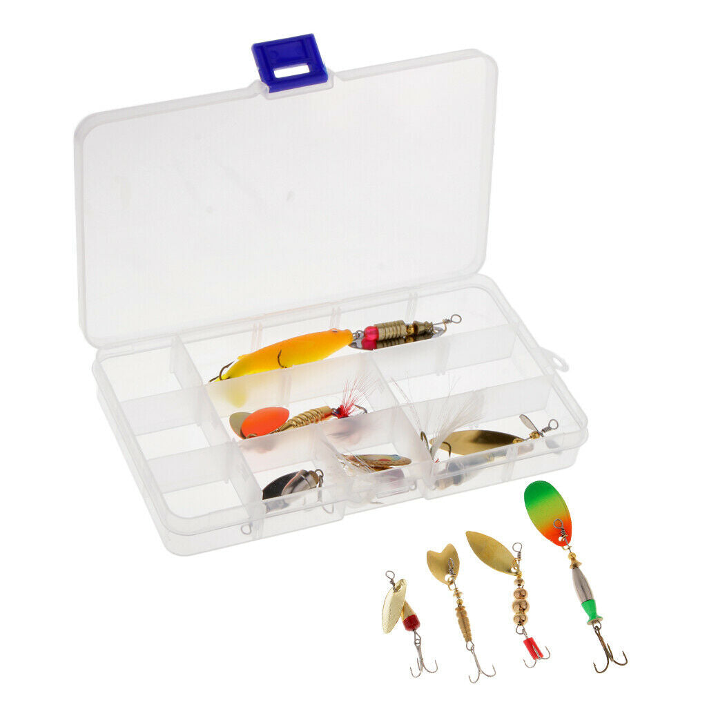 9pcs Fishing Lure Spinnerbait Spoon Lures Spinners Hard Crankbait Bass Trout