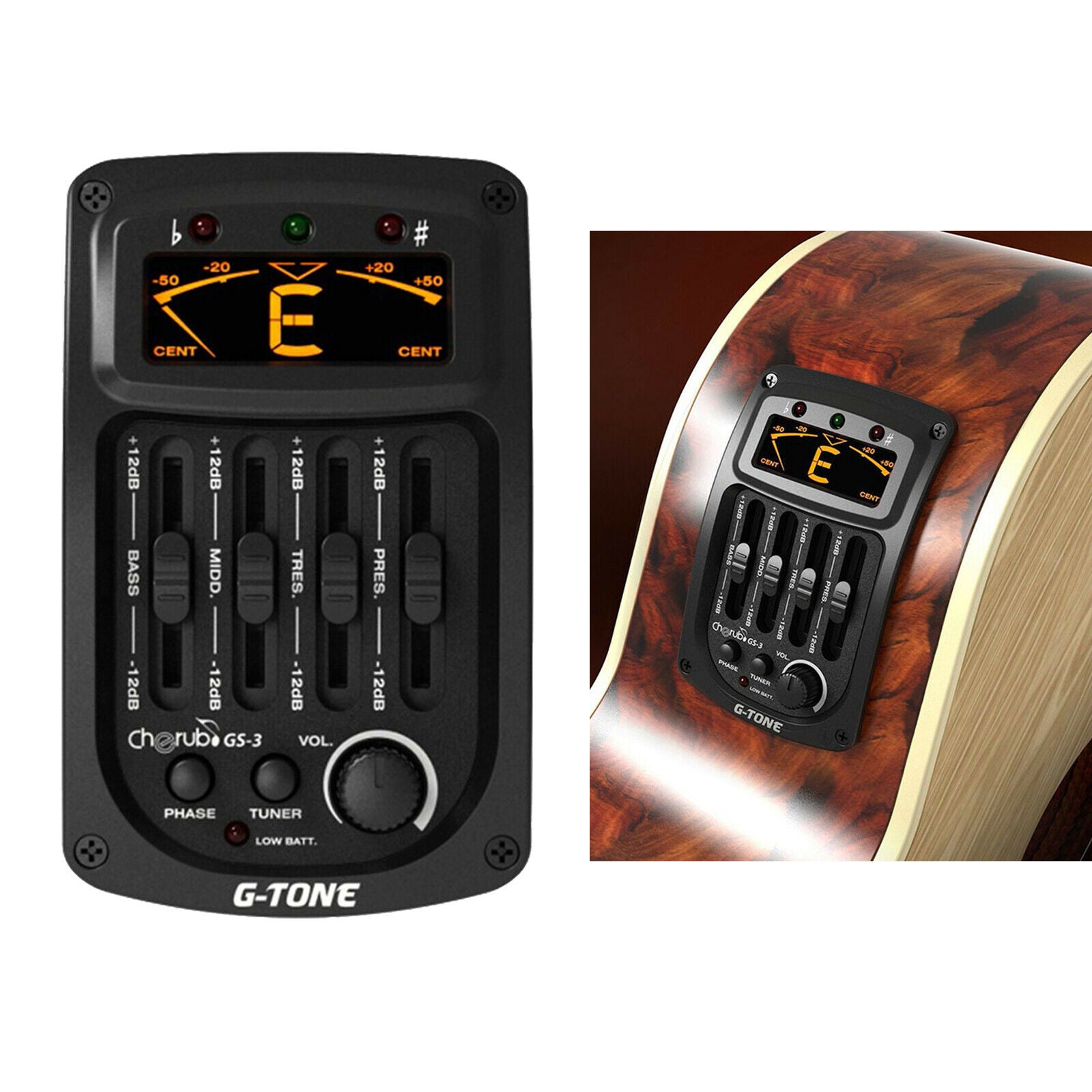 Guitar Piezo Pickup EQ Equalizer Tuner System with LCD Display Muscial