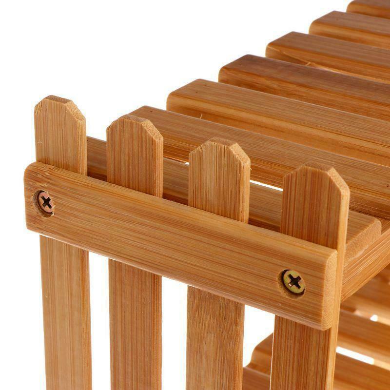 Plant Shelf Flower Display Stand Bamboo Wood Storage Rack Garden Organizer