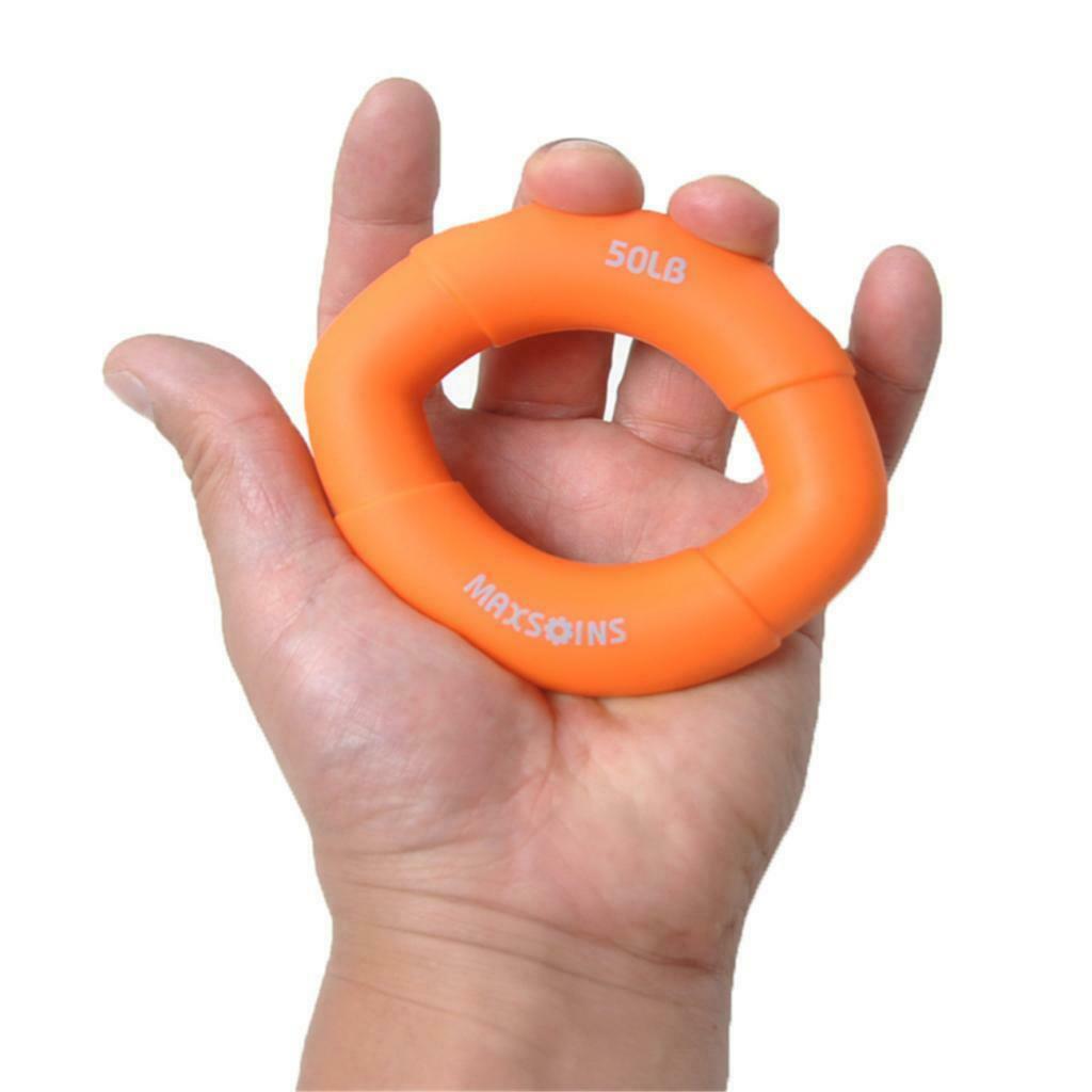 Silicone Hand Grip Gripper Ring Finger Exerciser Strength Trainer Black 80LB