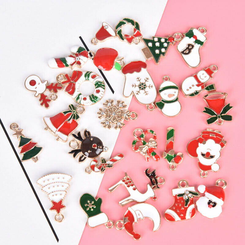 26Pcs/Set Enamel Mixed Style Christmas Series Charms Pendant DIY Jewelry Mak.DD