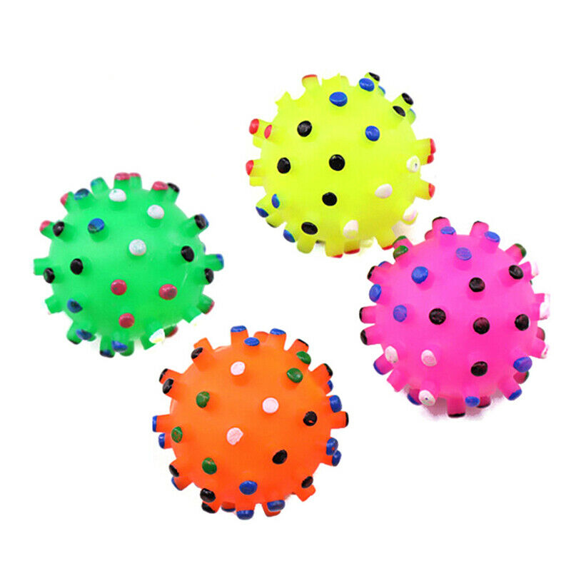 1×Pet Puppy Dog Cat Soft Chew Bite Sound Colorful Play Training Rubber Ba.l8