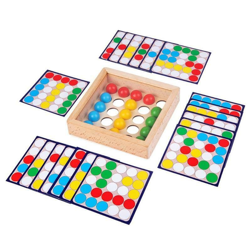 Wooden Busy Board with Colorful Beads Montessori Fine Motor Training Play Set
