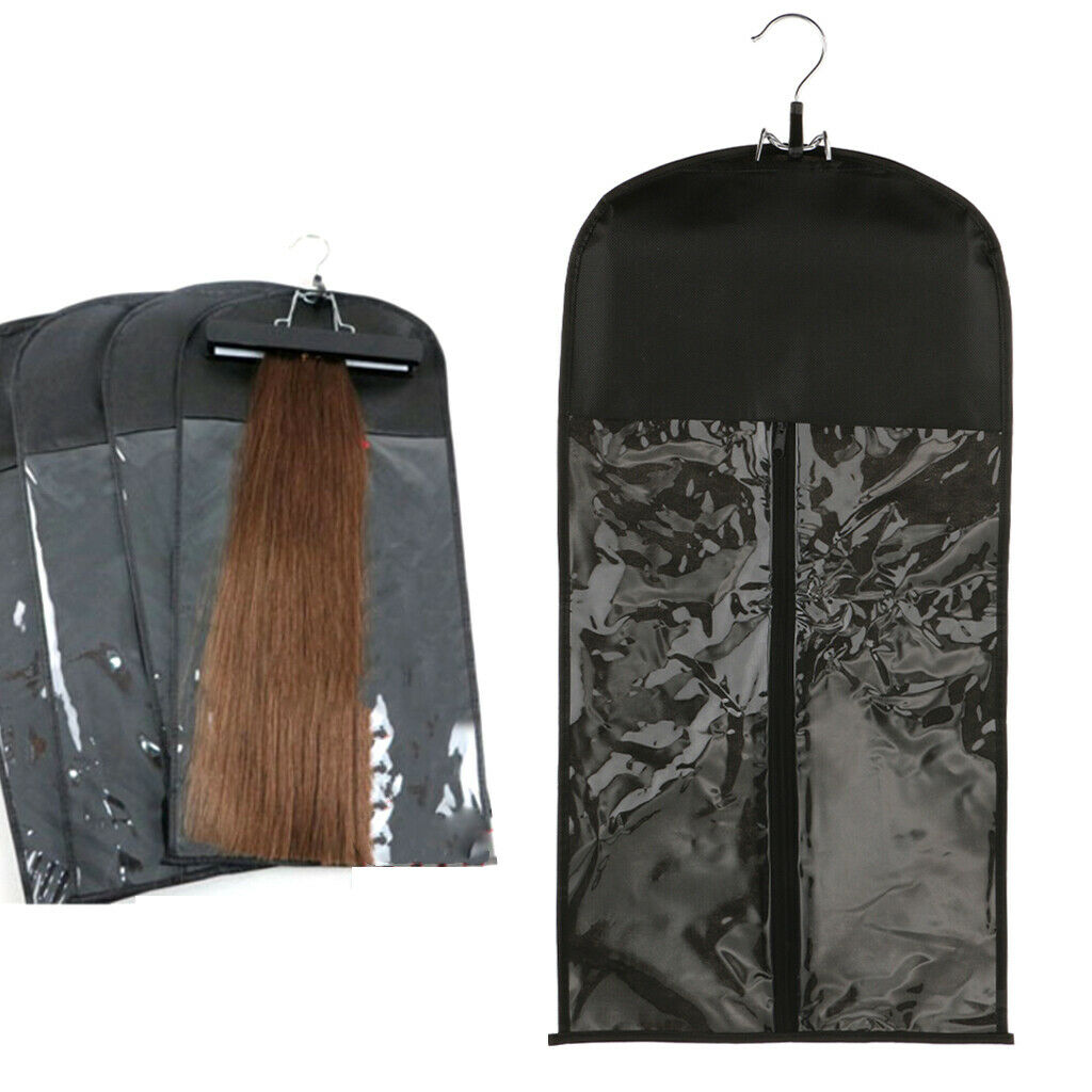 2 Pieces Lightweight Anti-dust Wigs Case Protector Bag Pouch Black/White