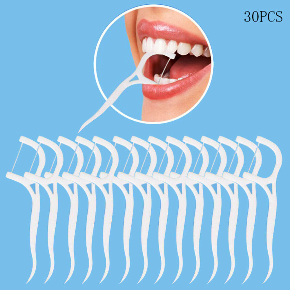 30Pcs Dental Teeth Floss Flosser Picks Toothpicks Oral Care Stick Tooth Clean