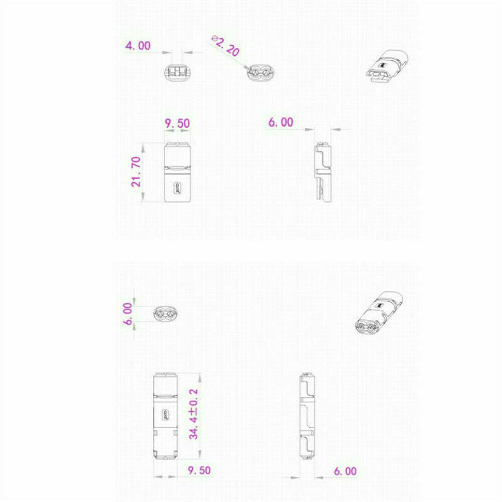 10 Set Car Waterproof Electrical Wire Cable Automotive Connector 2-Pin Way Plug