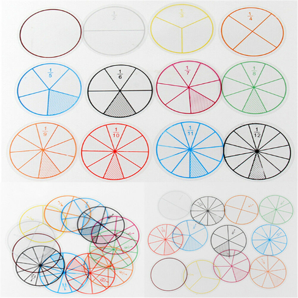 12pc Math Fraction Circles for Children Kids Student School Educational T Gt XC