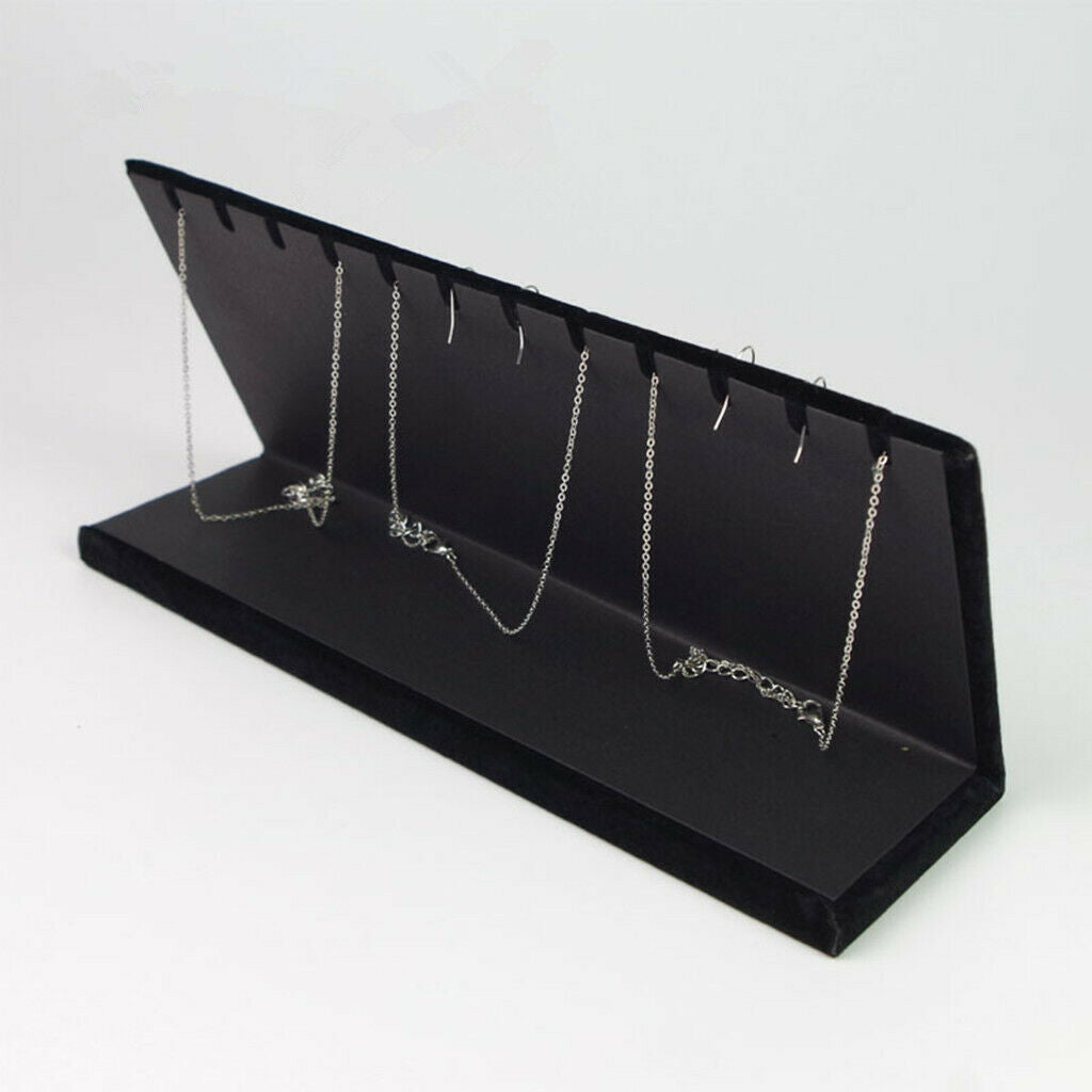 Black Velvet Necklace Holder Pendant Display Jewelry Shelf Show 12 Hooks