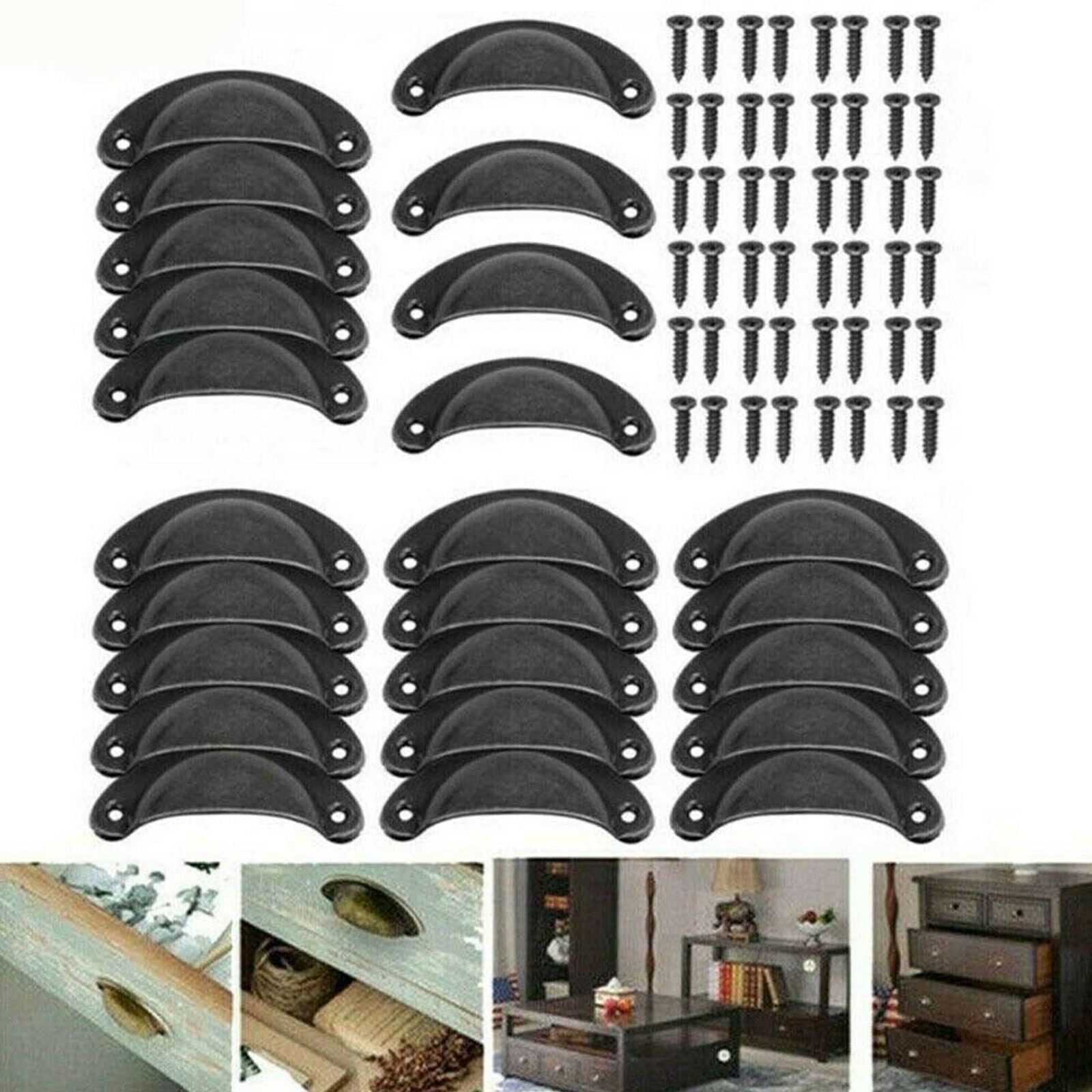 12 Pcs Cup Pull Shell Handles Kitchen Cupboard Cabinet Door Furniture Drawer