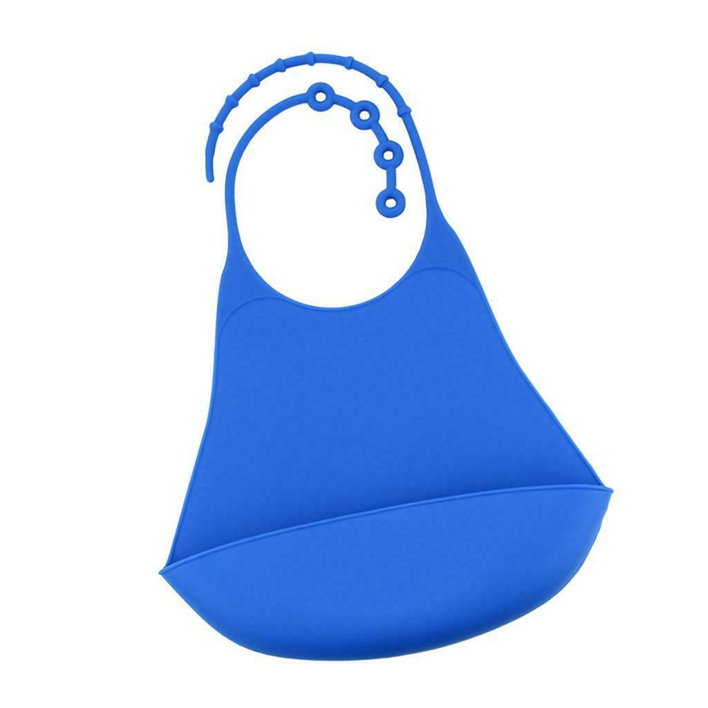 Bib Made of Silicone, with Crumb Protection - Dark Blue