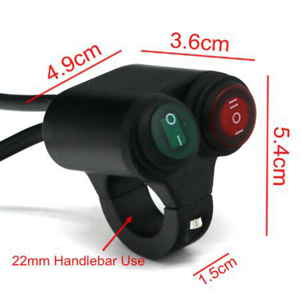 Motorcycle 22mm 7/8" Handlebar 2 Control Button Switch On/Off with Indicator
