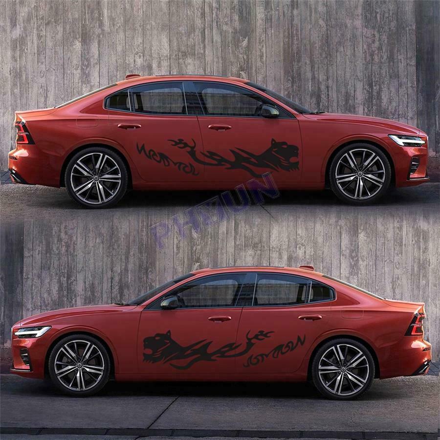 2 Car Body Stickers Decals Black Cheetah Style 68.9 "Ã— 16.9" SUV Truck Universal
