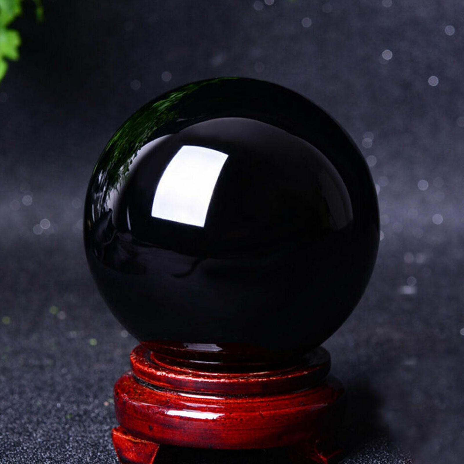 40MM Natural Black Obsidian Sphere Crystal Ball Healing Stone Decor Quartz New