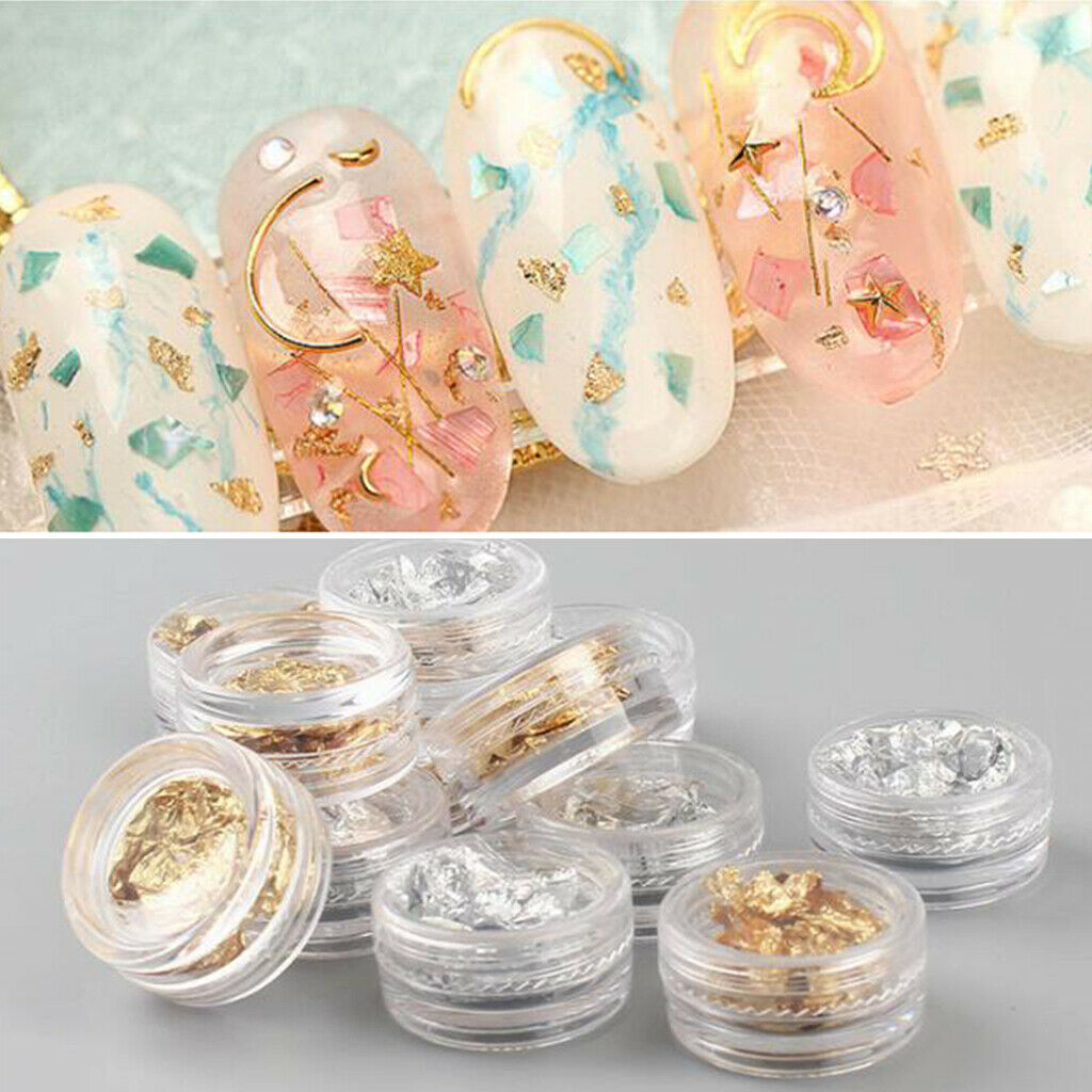 12Color Nail Art Glitter Foil Slice Sequins Paper Stickers Makeup Uv Gel Polish