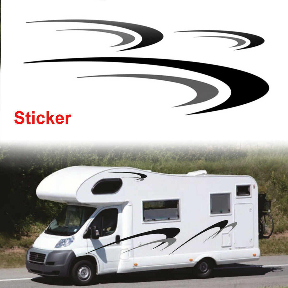 6 × Sun-proof Removable Car Modeling Decoration DIY Stickers For Large Vehicle