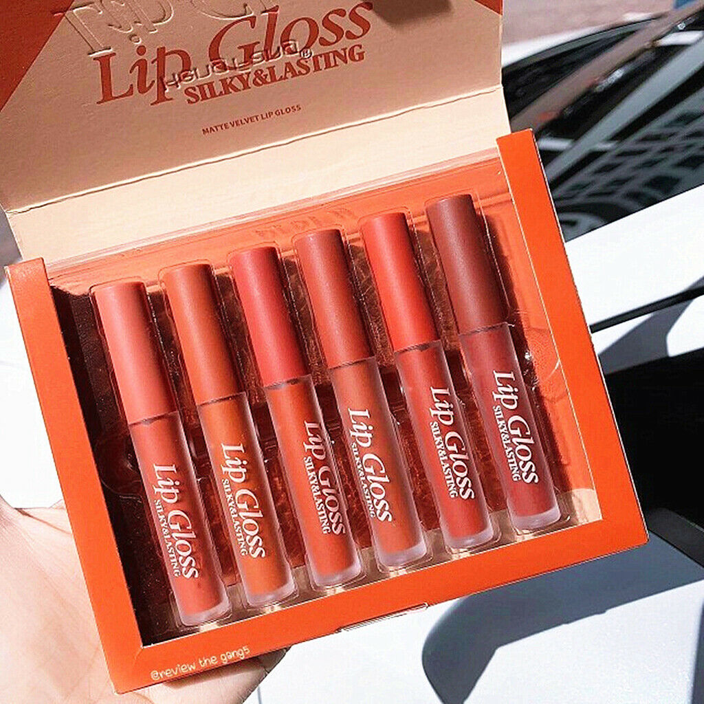 Set of 6 Moisturizing Velvet Lip Gloss Long Lasting Liquid Lipstick Set
