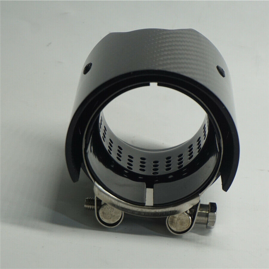 Full Black Polished Carbon Fiber Exhaust  Tail Tip Pipe 63mm 2.5inch Universal
