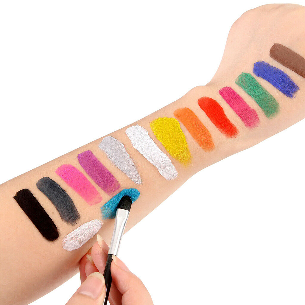 15colors Face Body Paint and 6x Paint Brush Sets Drawing Painting Fancy Make Up
