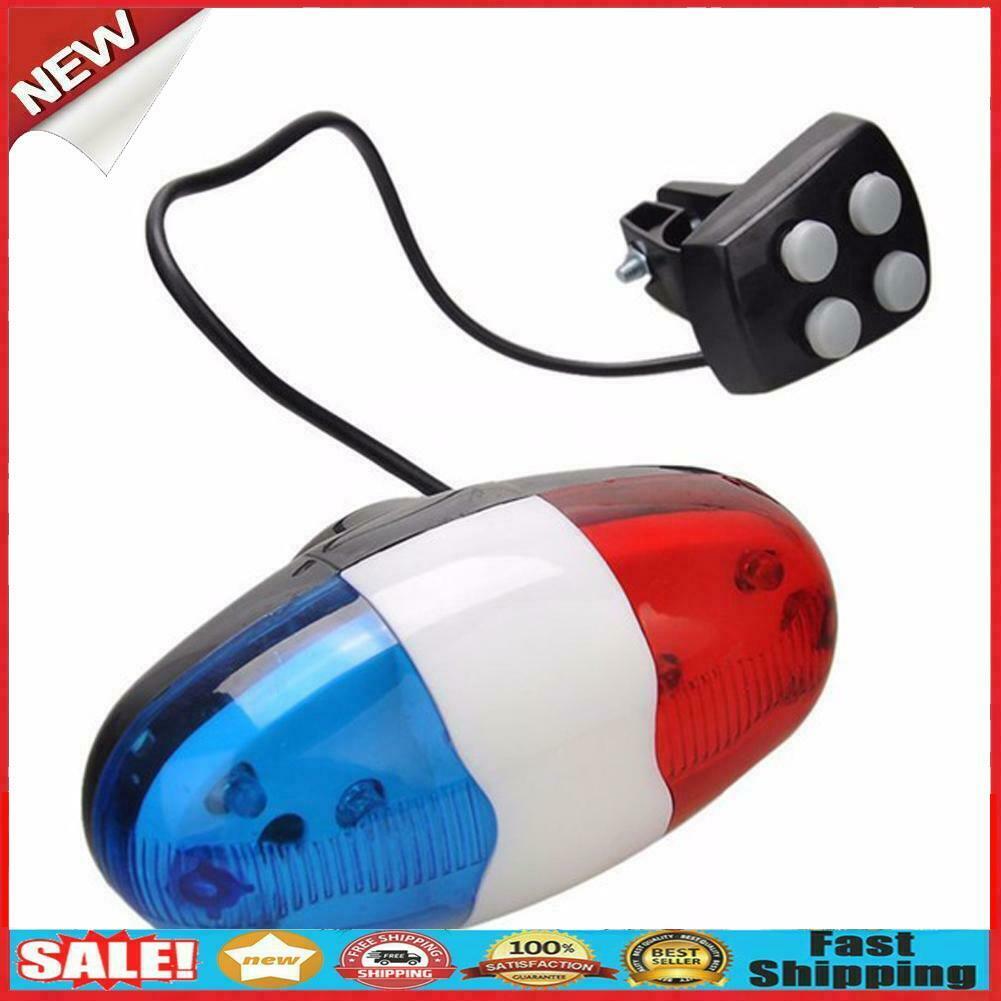 6 LED Bike Police Front Light Warning Siren Cycling Electric Horn Bell @