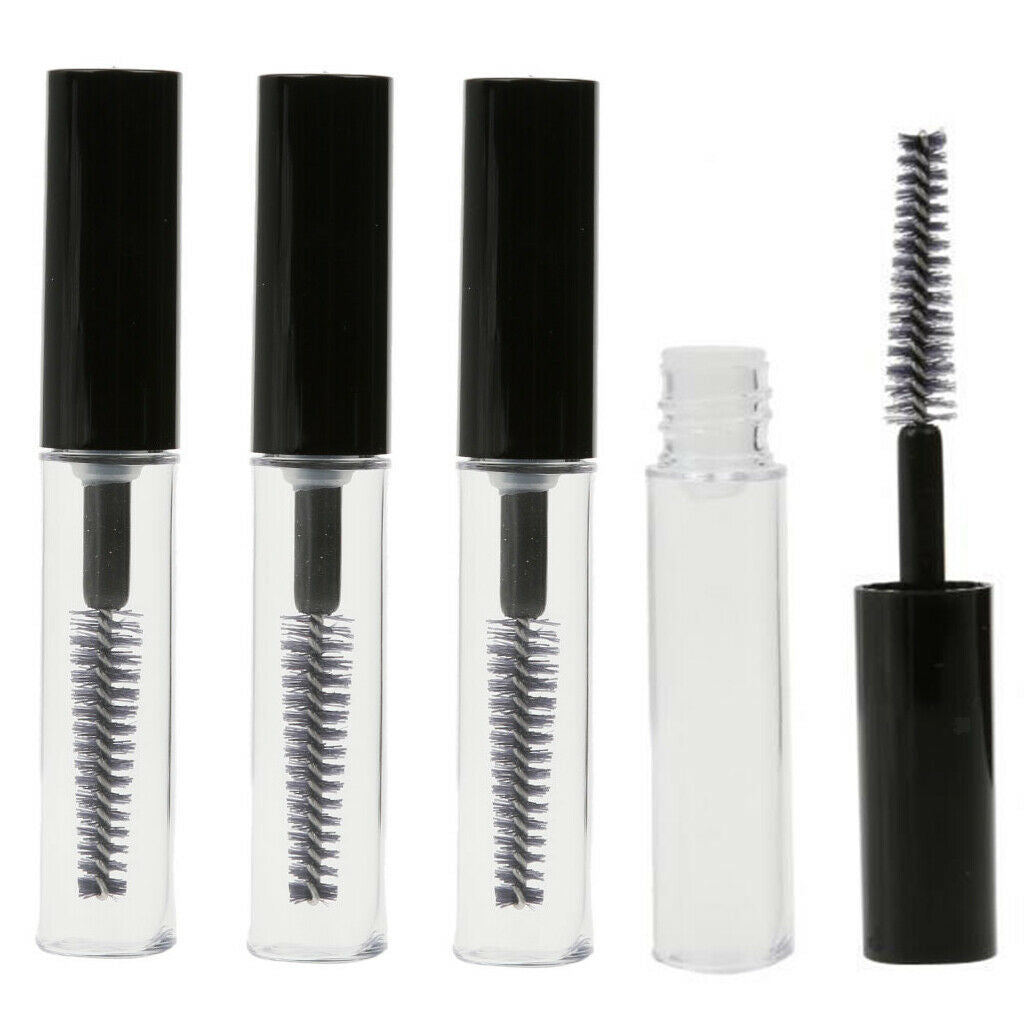Packs 4 Empty Mascara Tubes & Brushes 4ml Refillable Vials Container Bottles for