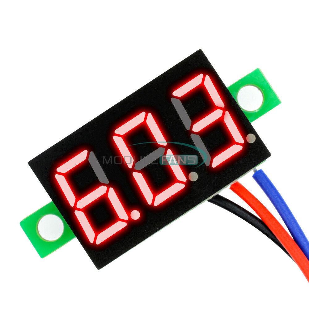 Red 3 Wires 0.36â€³ DC 0-30V LED Panel Voltage Meter 3-Digital Display Voltmeter