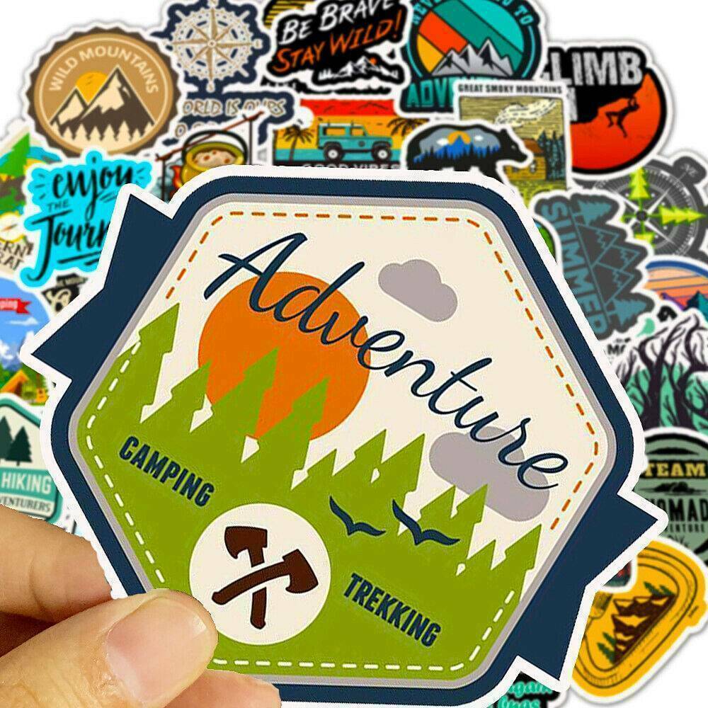 50x Camping Travel Stickers Wilderness Adventure Landscape Stickers For Kids
