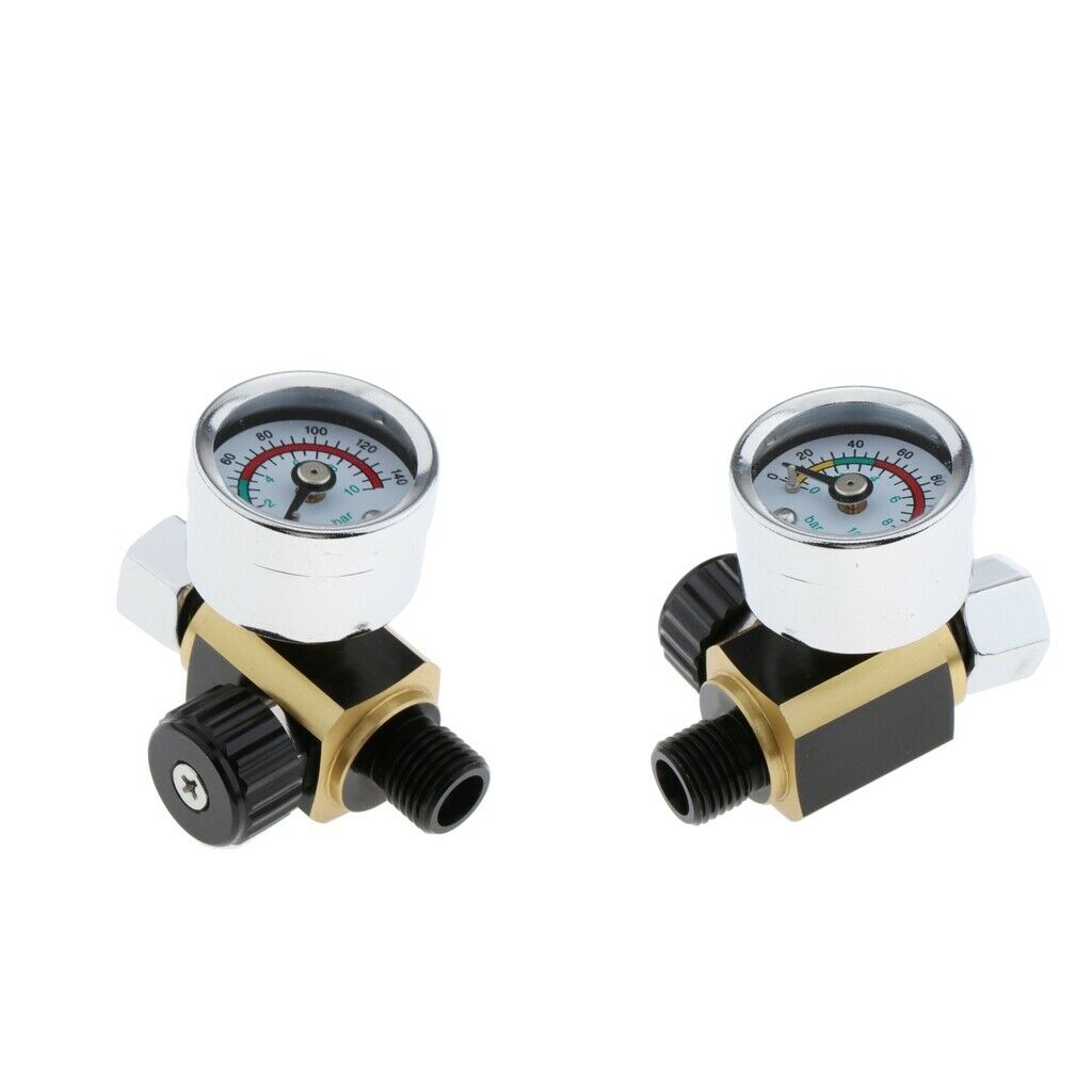 2pcs 1/4" Mini Digital Air Pressure Regulator Gauge Oil Water Separator Trap