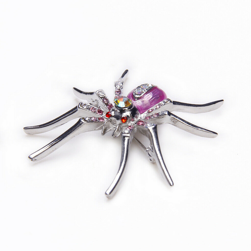 4 Pieces Dazzling Rhinestone Spider Clip Pin Brooch Purple Pin Jewelry