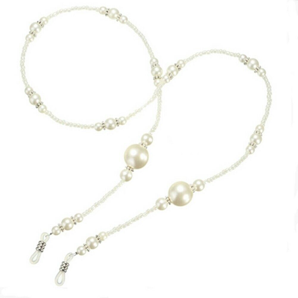 White Pearls Glasses Eyeglass Holder Leash Chain Strap Lanyard Cord Sunglass