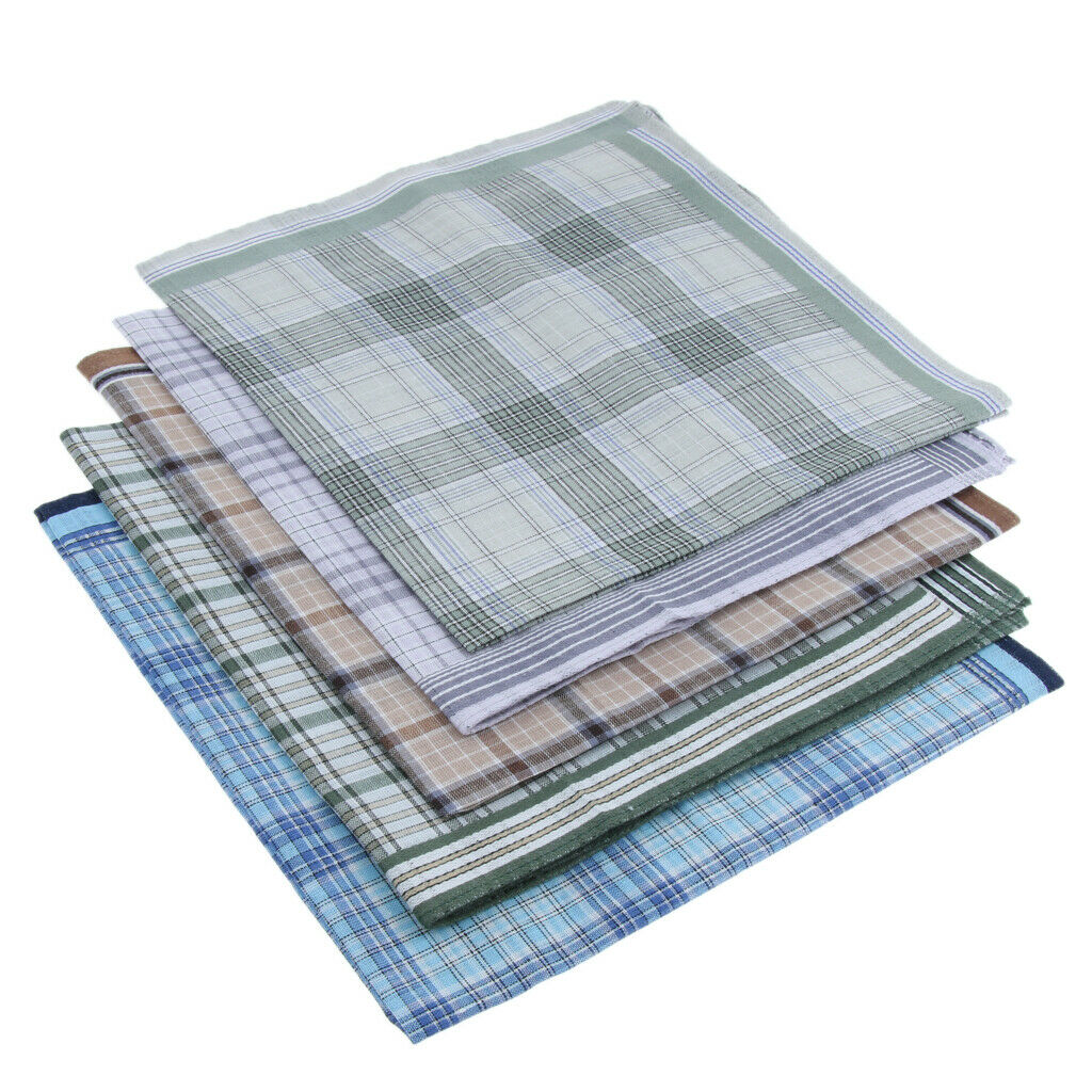 5Pack Men's Pocket Square Assorted Cotton Woven Handkerchiefs
