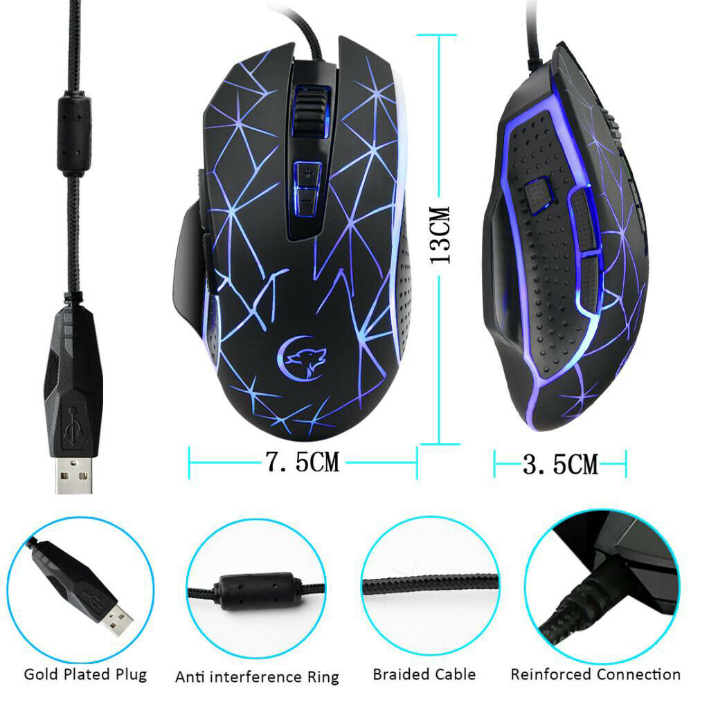 Optical Mouse Wired Colorful Lights G816 USB 9 Buttons DPI 1200-1600-2400-3200