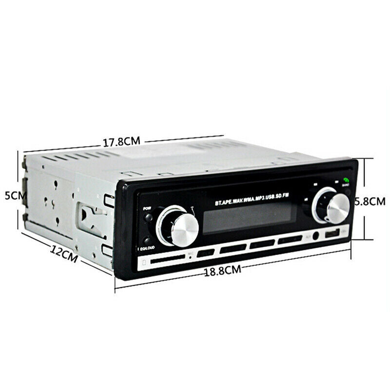 12V 1Din Car Stereo Radio Bluetooth FM Audio Music Player MP3/USB/SD/AUX In-Dash