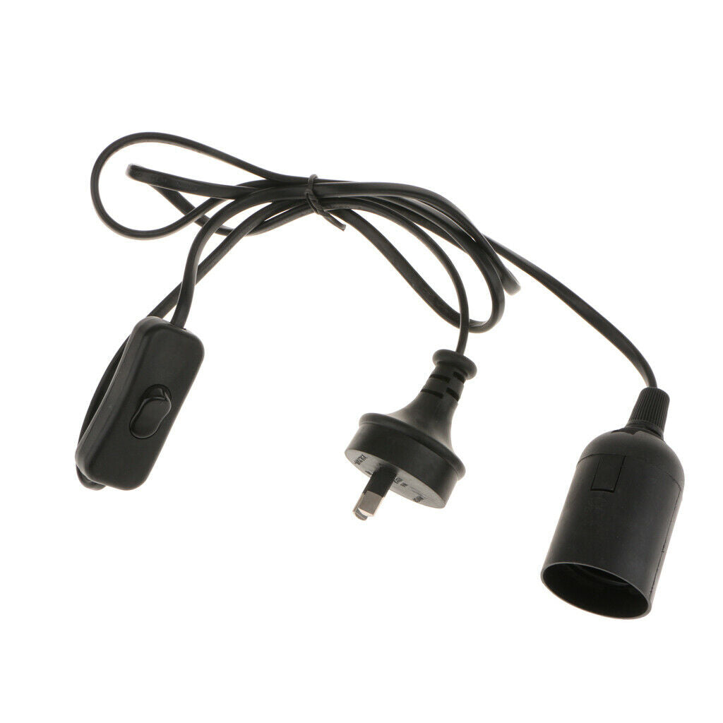 2pcs Black E27 Light Bulb Cord Socket Electric Light Socket with Switch