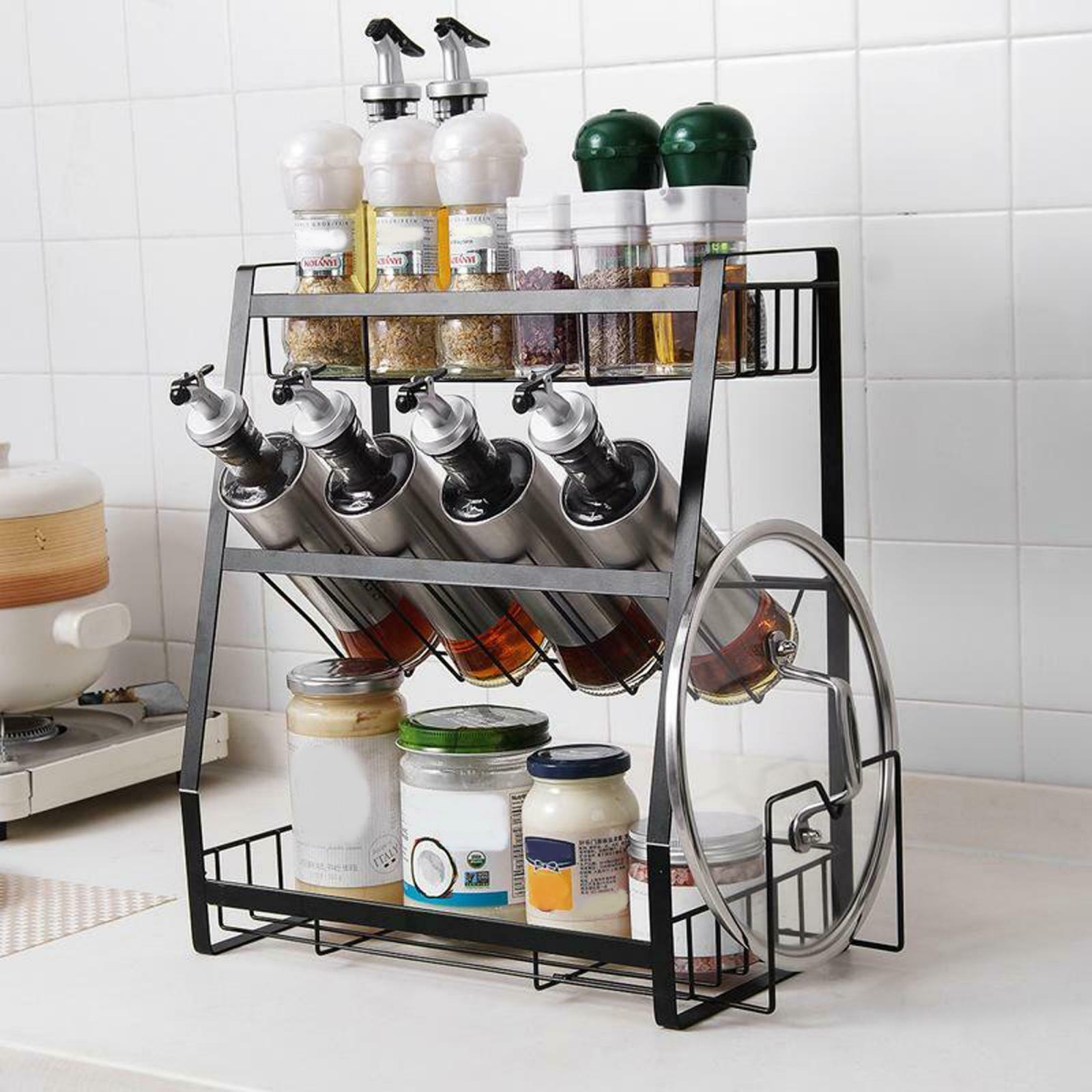 3 Tier Kitchen Spice Rack Storage Organizer Seasoning Bottle Stand Shelf Holder