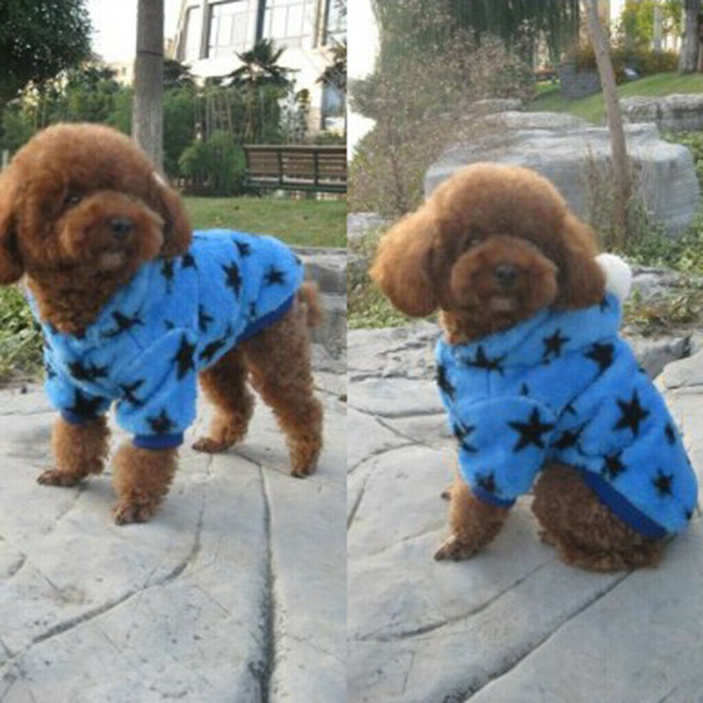 3 Color Pet Star Print Soft Hooded Shirt Pajamas Pet Fancy Dress M Blue