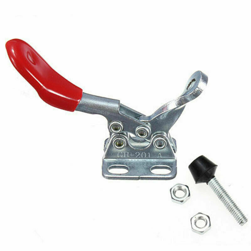 4pcs Toggle Clamp Red Horizontal Quick Release Clip Rubber Handle Pressure Tool