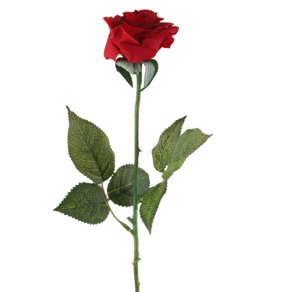 2Pcs Red Artificial Roses for Decorations, Artificial Flowers Roses Long Stem