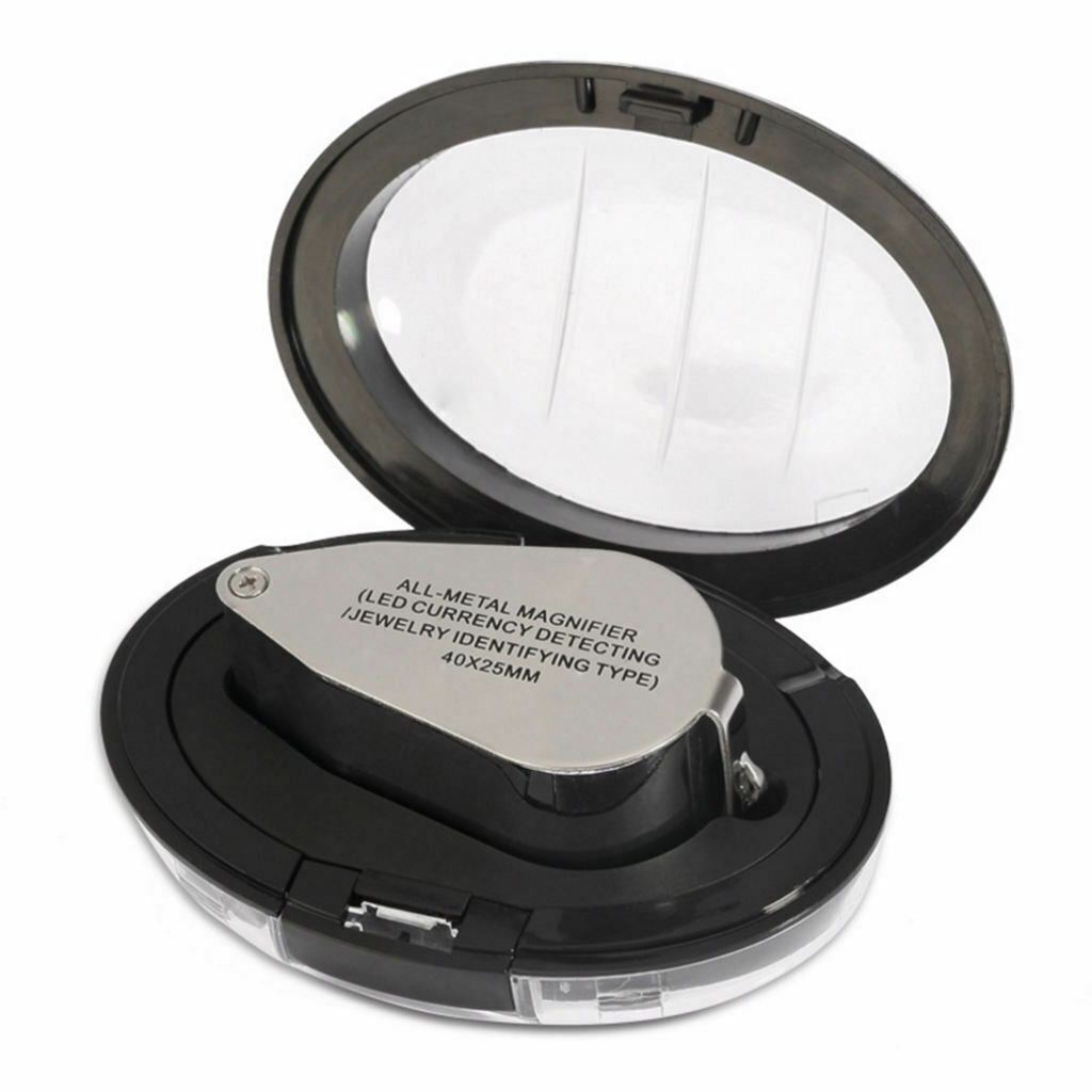 40X 25mm All Metal Magnifier Jeweler LED UV Lens Jewelery Loupe Magnifier (LED