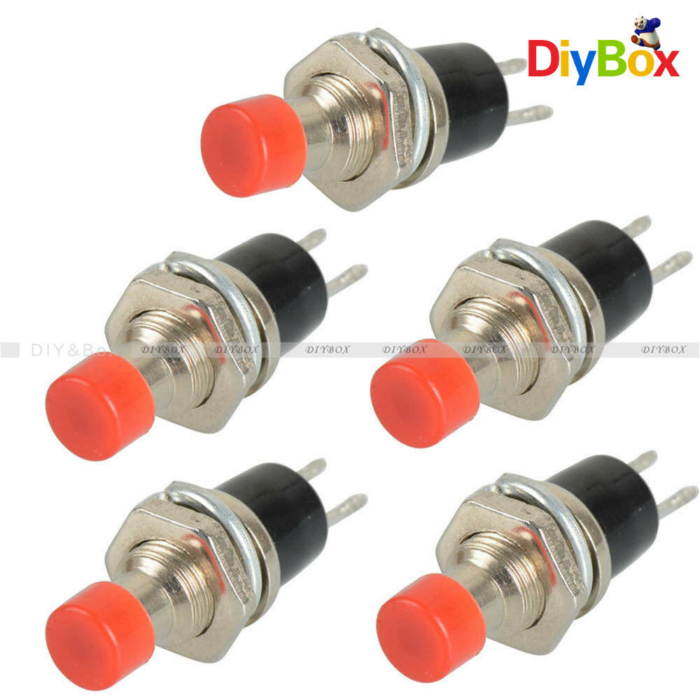 5PCS PBS-110 Red Lockless ON/OFF Push button Switch Press the reset switch D